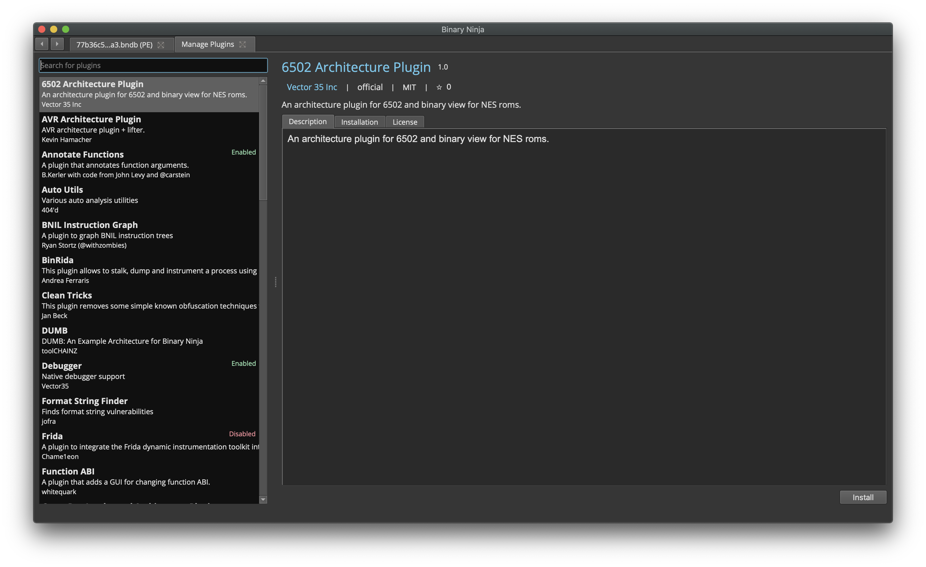 BinaryNinja - plugins